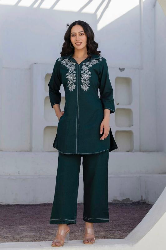 Janni cotton green coord set 2 piece sets wholesale